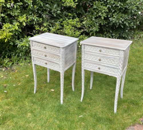 Pretty Painted Pair of French Bedsides