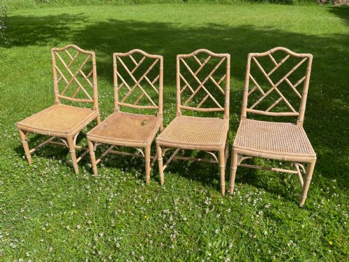 A Set of 4 Chinese Chippendale Style Faux Bamboo Chairs.