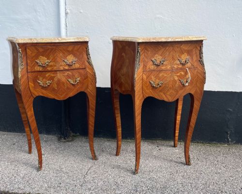 A Pair of French Kingwood Bedside Tables