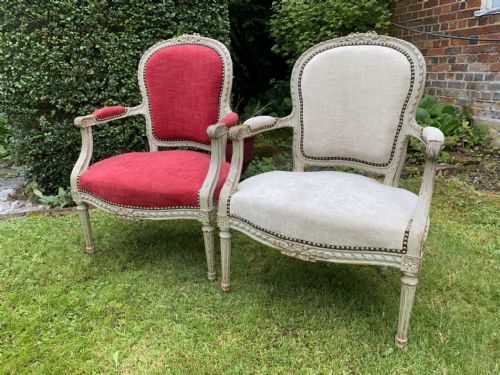 Pair of French Armchairs in Original Paint Finish