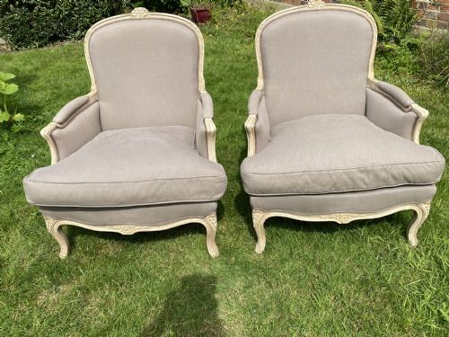 Pair of Large Bergere Armchairs
