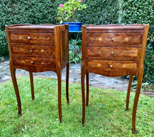 Pair of Marquetry Bedside Tables