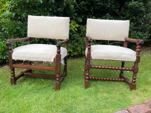 Pair of French Walnut Armchairs Circa 1700