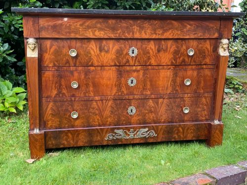 French Empire Commode in Flame Mahogany