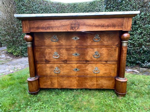 French Empire Commode in Figured Walnut