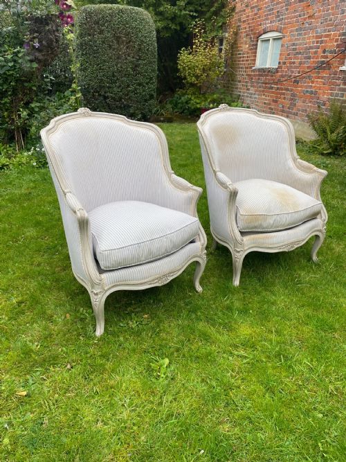 Pair French Bergere Armchairs