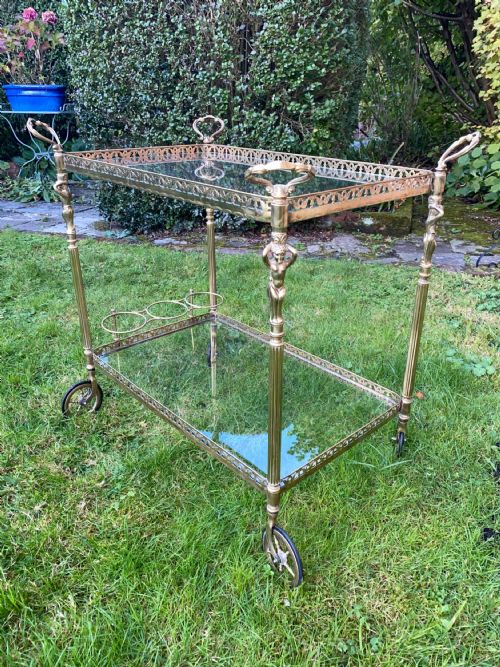 Brass and Glass Bar Cart or Drinks Trolley