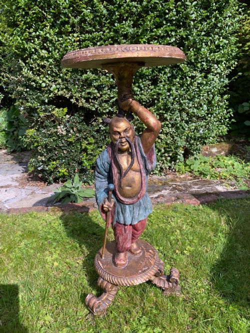 Oriental Painted and Carved Figure
