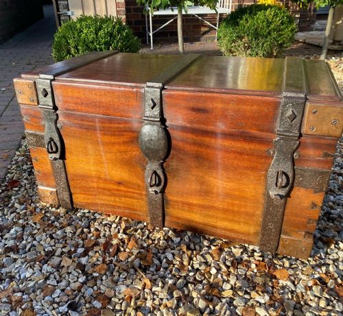 18th Century Strap Work Strong Box or Trunk