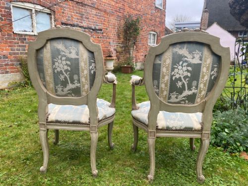 PAIR OF FRENCH PAINTED ARMCHAIRS - ADDITIONAL PHOTO 2