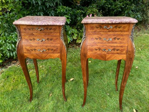 Pair of Marquetry Bedside Tables