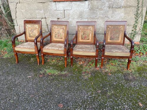 Rare Set of French Mahogany Armchairs