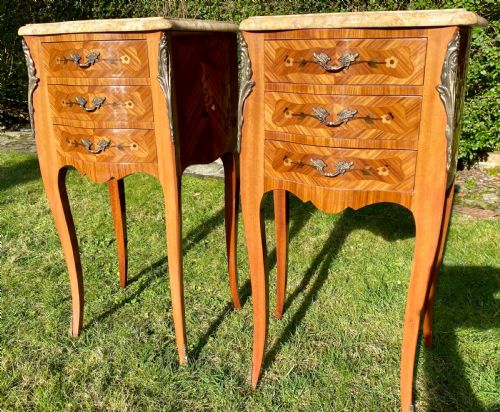 Pair of Marquetry Bedside Tables