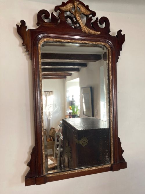 19th C Chippendale Style Gilt & Mahogany Mirror