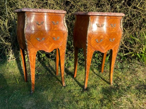 Very Pretty French Marquetry Bedside Tables