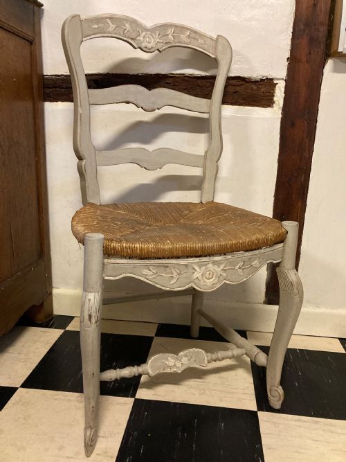 Set of 6 Painted Rush Seat Chairs