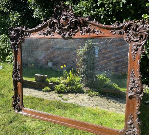 Carved Walnut Landscape Mirror