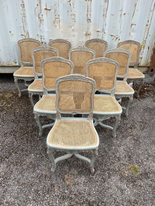 Set of 10 French Louis Xv Style Dining Chairs