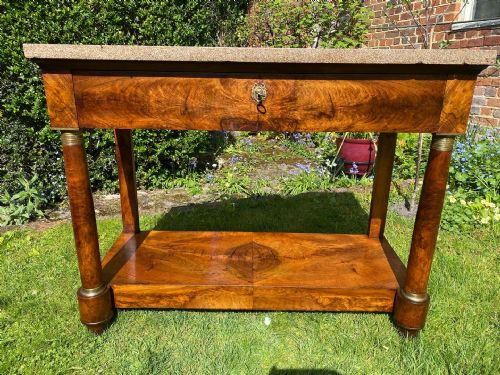 French Empire Console Table in Figured Walnut