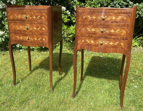 Pair of Marquetry Bedside Tables