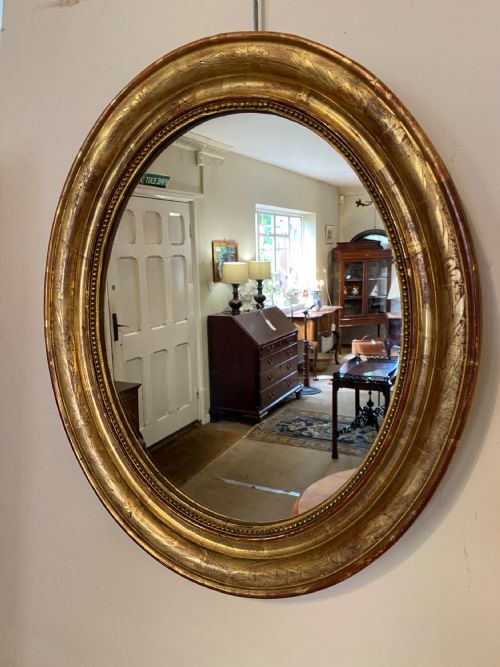 French Oval Mirror in Gilt