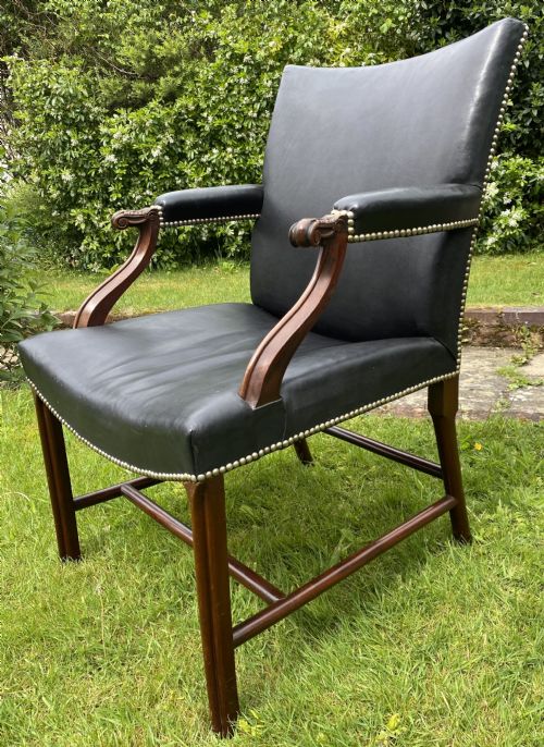 Mahogany and Leather Library Armchair