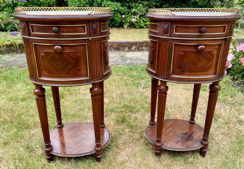 Pair of Brass Inlaid Bedside Tables