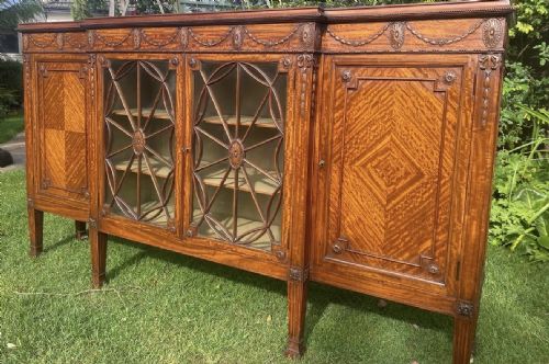 Satinwood Breakfront Dwarf Bookcase