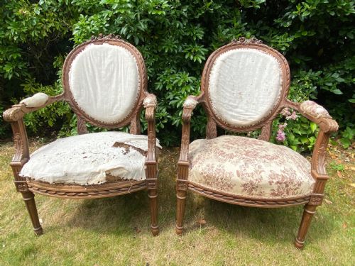 Pair of French Walnut Armchairs