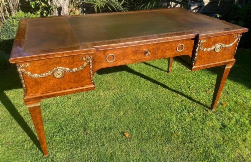 Burr Elm Writing Table with Desk Chair