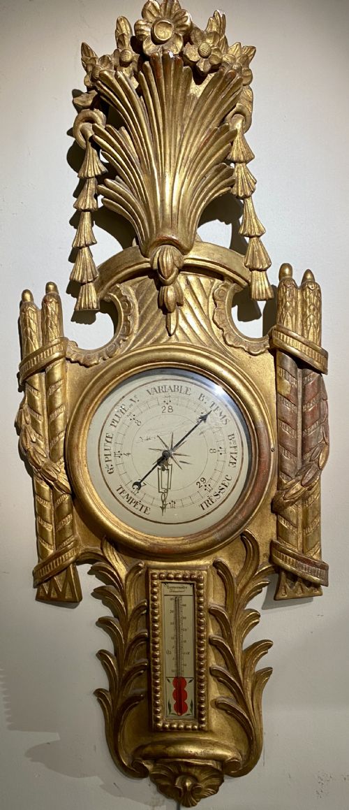 18 Th Century Louis Xvi Barometer in Gilt Wood