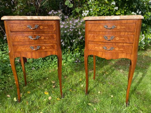 Pair of Marquetry Bedside Tables