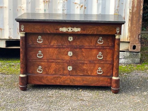 Empire Period Flame Mahogany Commode