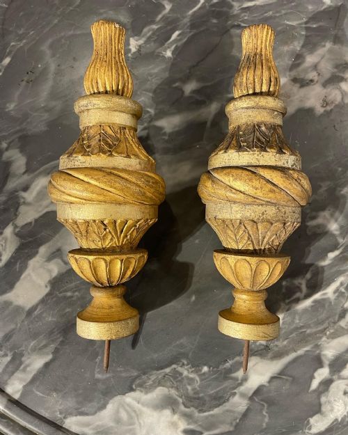 A Pair of 19th Century Giltwood Finials