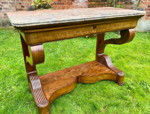 FIGURED WALNUT CONSOLE TABLE - ADDITIONAL PHOTO 1