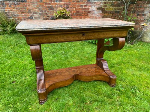 FIGURED WALNUT CONSOLE TABLE - ADDITIONAL PHOTO 2