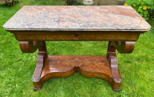 FIGURED WALNUT CONSOLE TABLE - ADDITIONAL PHOTO 5