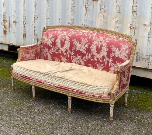 Louis Xvi Style Gilt & Painted French Settee
