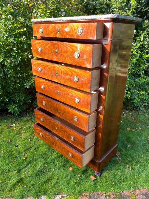 FRENCH FLAME MAHOGANY SEMAINIER OR TALL CHEST - ADDITIONAL PHOTO 5