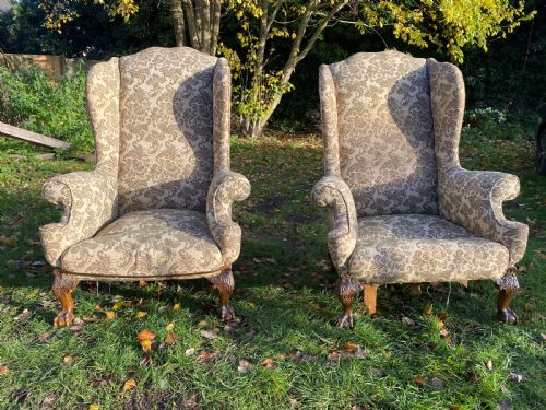 Pair of Large Wingback Armchairs