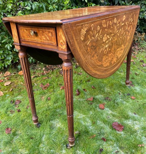 Dutch Marquetry Drop Leaf Table