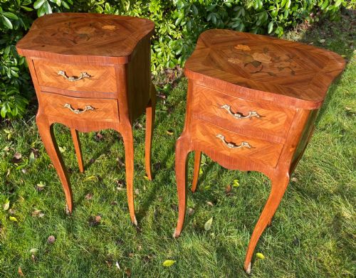 Pair of Marquetry Bedside Tables