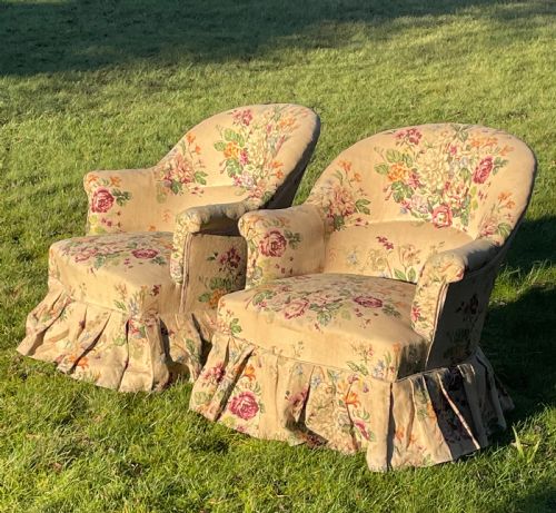 A Pair of French Crappaud Armchairs