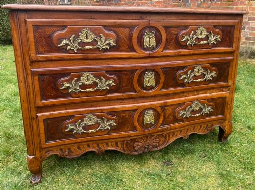 18th Century Louis Xv Serpentine Fronted Commode in Cherrywood
