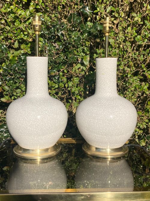 Pair of Crackle Glaze / Raku Lamps
