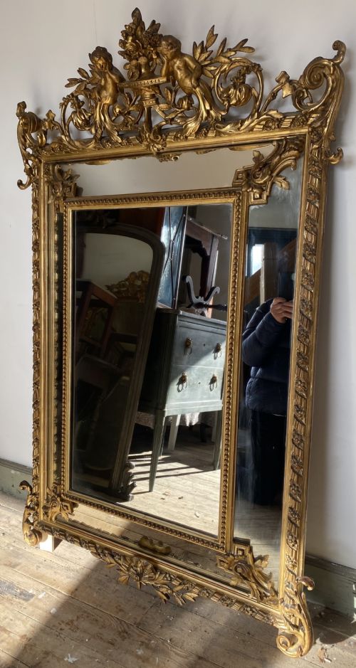 19th Century Margin Mirror with Cherubs