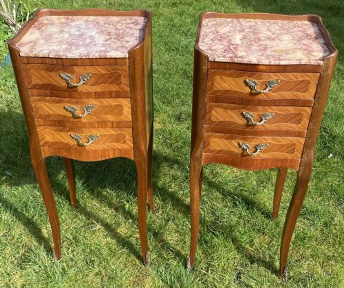 Pair of Parquetry Bedside Tables