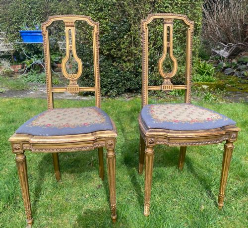 Pair of Gilt Caned Side Chairs