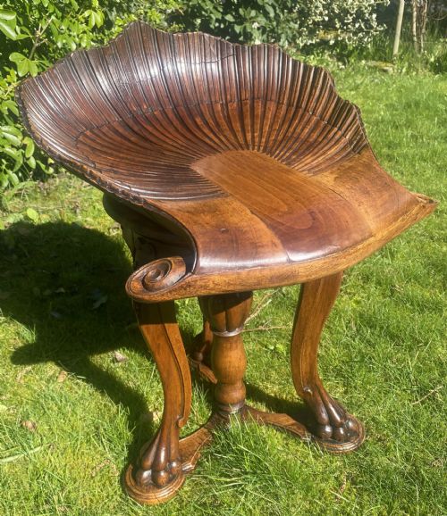Venetian Carved Walnut Piano Stool