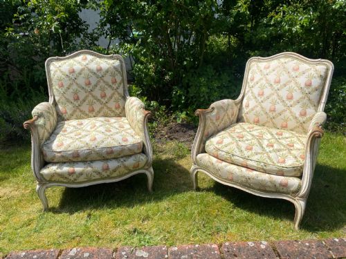 Pair of Painted Upholstered Armchairs